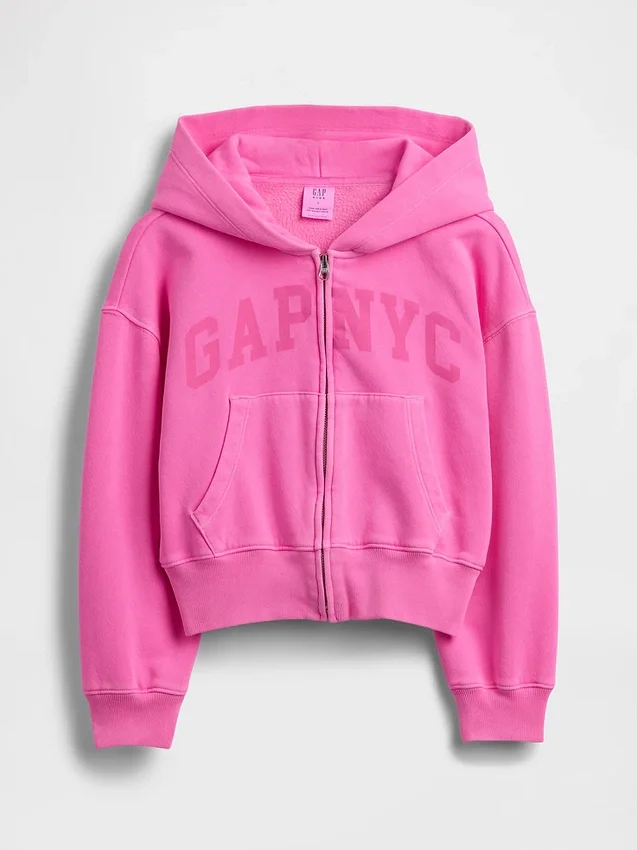 Sudadera con capucha y cremallera oversize con logo Vintagesoft para niños