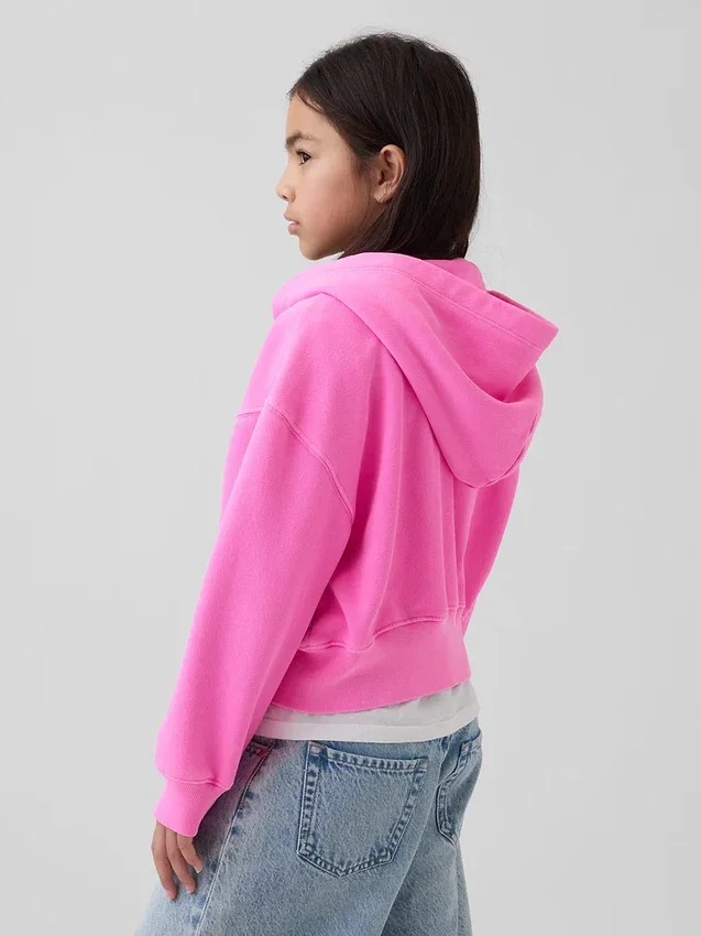 Sudadera con capucha y cremallera oversize con logo Vintagesoft para niños