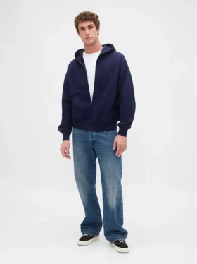Sudadera con capucha y cremallera oversize de peso pesado para adultos