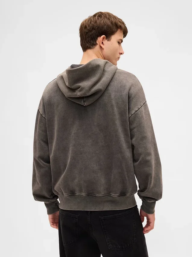 Sudadera con capucha y cremallera oversize de peso pesado para adultos