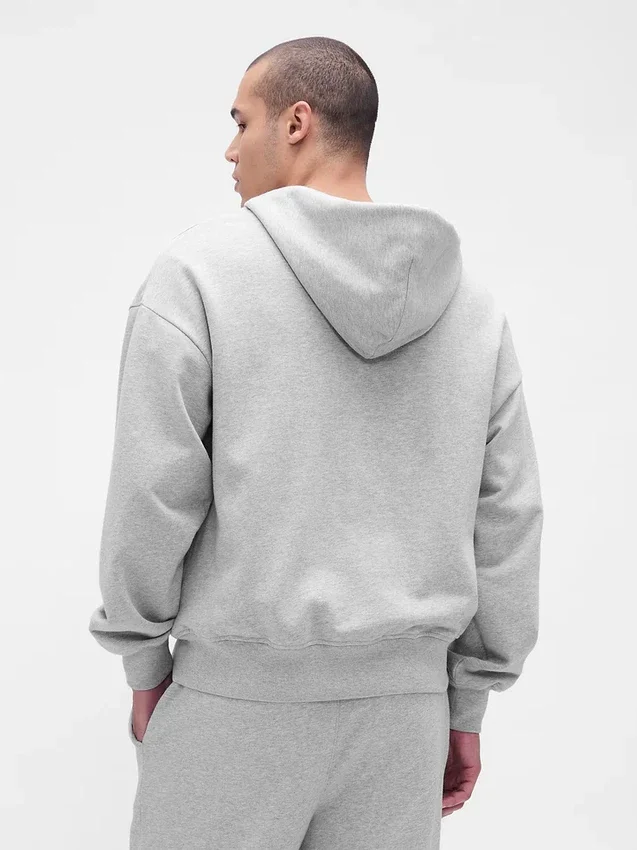 Sudadera con capucha y cremallera oversize de peso pesado para adultos