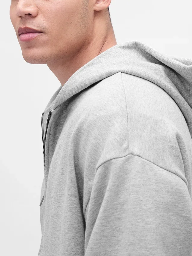 Sudadera con capucha y cremallera oversize de peso pesado para adultos