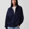 Sudadera con capucha y cremallera oversize de peso pesado para adultos