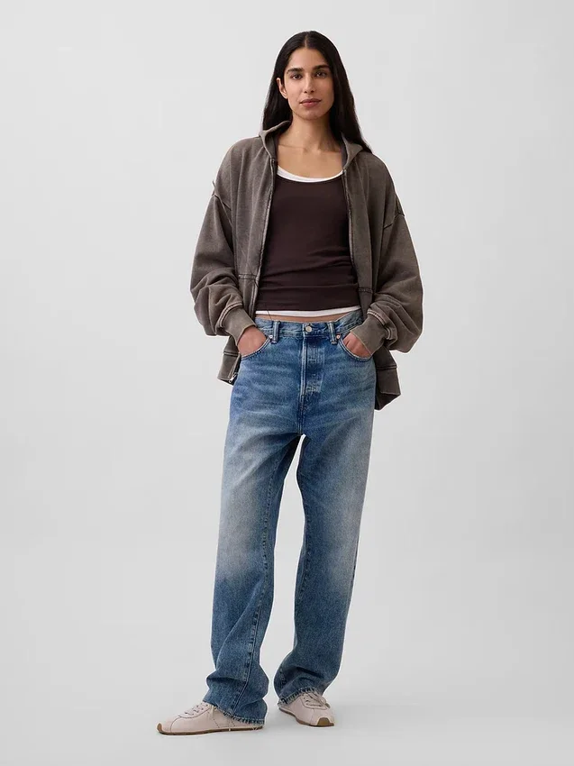 Sudadera con capucha y cremallera oversize de peso pesado para adultos