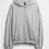 Sudadera con capucha y cremallera oversize de peso pesado para adultos