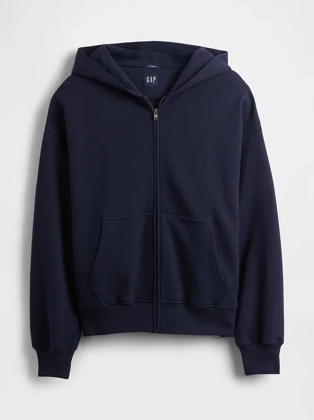 Sudadera con capucha y cremallera oversize de peso pesado para adultos