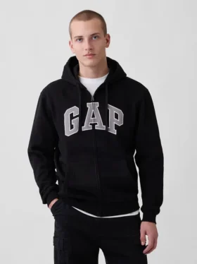 Sudadera con capucha y cremallera para adultos Vintagesoft Arch Logo