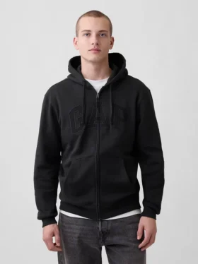 Sudadera con capucha y cremallera para adultos Vintagesoft Arch Logo