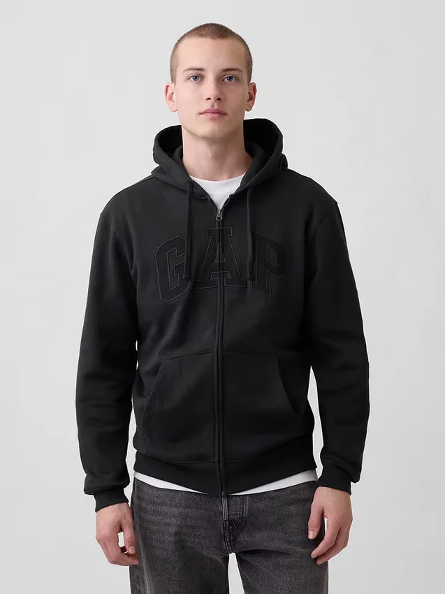 Sudadera con capucha y cremallera para adultos Vintagesoft Arch Logo