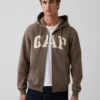 Sudadera con capucha y cremallera para adultos Vintagesoft Arch Logo