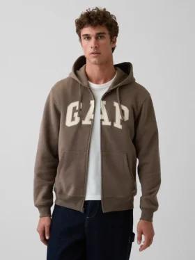 Sudadera con capucha y cremallera para adultos Vintagesoft Arch Logo