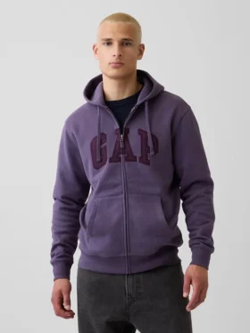 Sudadera con capucha y cremallera para adultos Vintagesoft Arch Logo