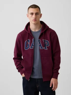 Sudadera con capucha y cremallera para adultos Vintagesoft Arch Logo