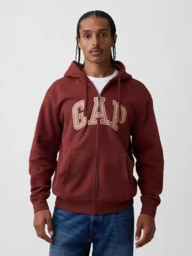 Sudadera con capucha y cremallera para adultos Vintagesoft Arch Logo