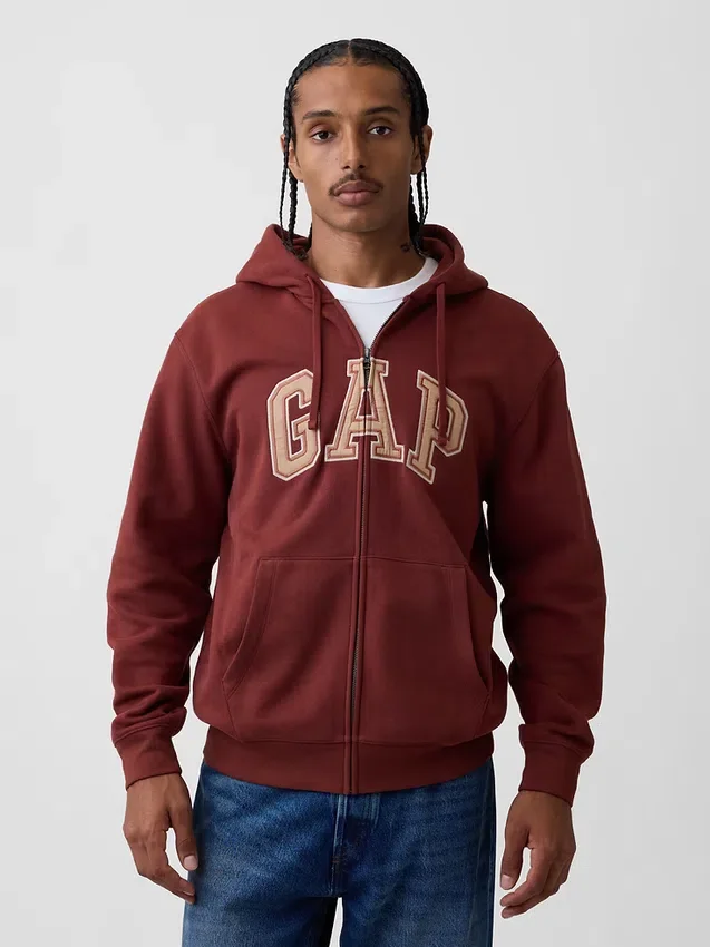 Sudadera con capucha y cremallera para adultos Vintagesoft Arch Logo
