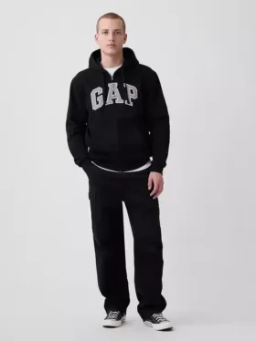 Sudadera con capucha y cremallera para adultos Vintagesoft Arch Logo