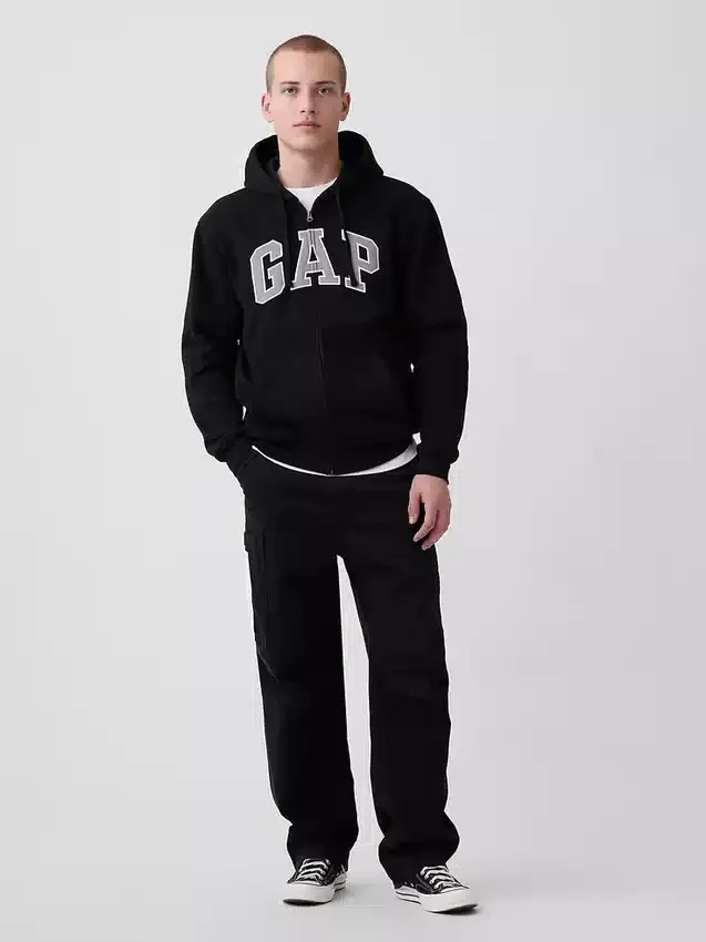 Sudadera con capucha y cremallera para adultos Vintagesoft Arch Logo