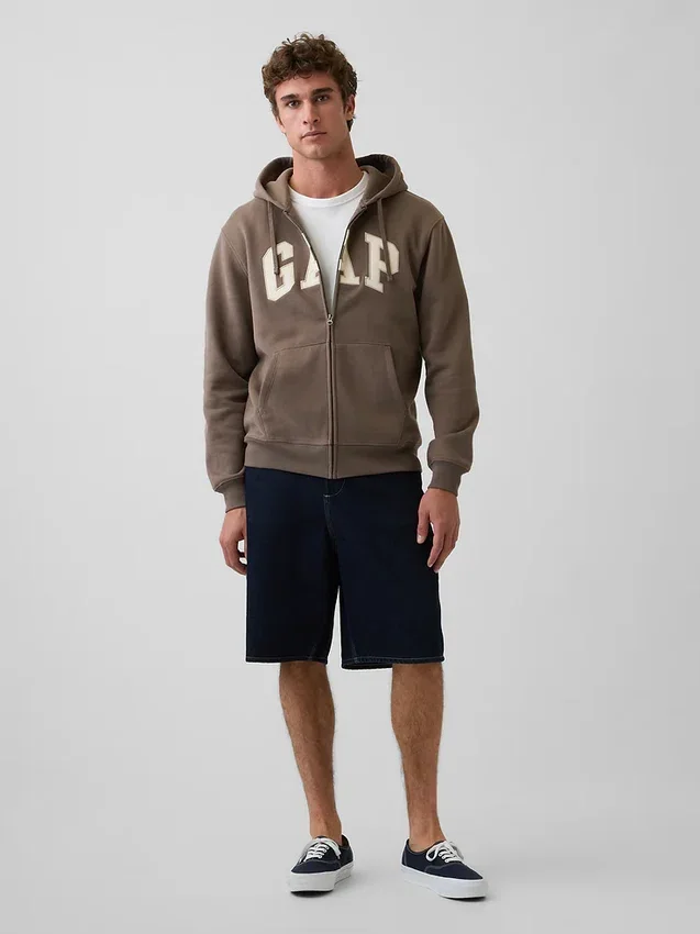 Sudadera con capucha y cremallera para adultos Vintagesoft Arch Logo