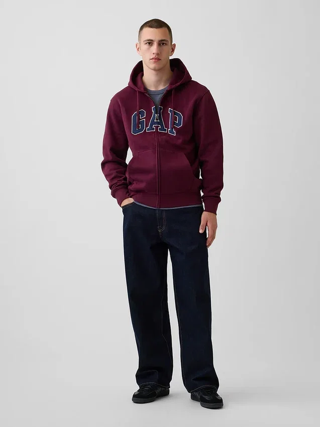 Sudadera con capucha y cremallera para adultos Vintagesoft Arch Logo