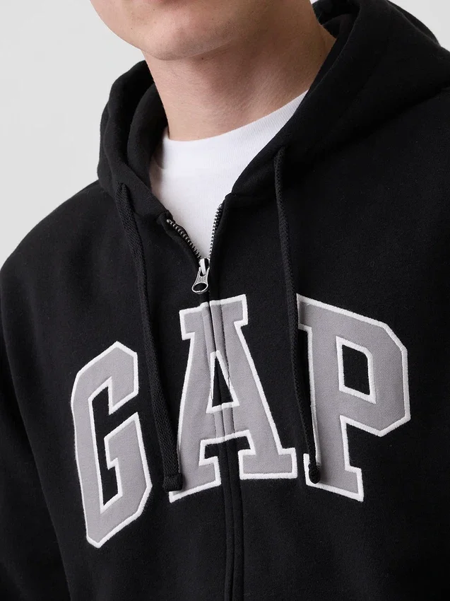 Sudadera con capucha y cremallera para adultos Vintagesoft Arch Logo
