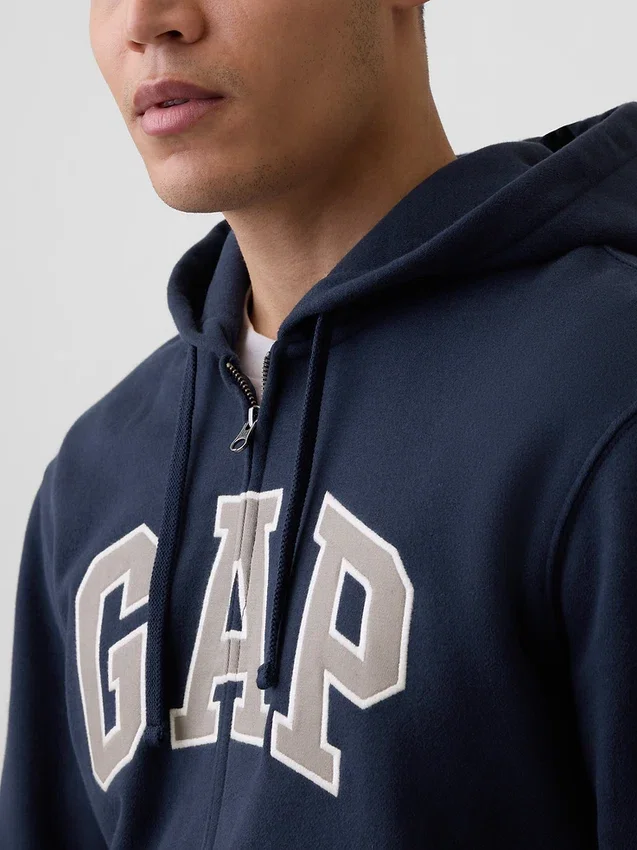 Sudadera con capucha y cremallera para adultos Vintagesoft Arch Logo
