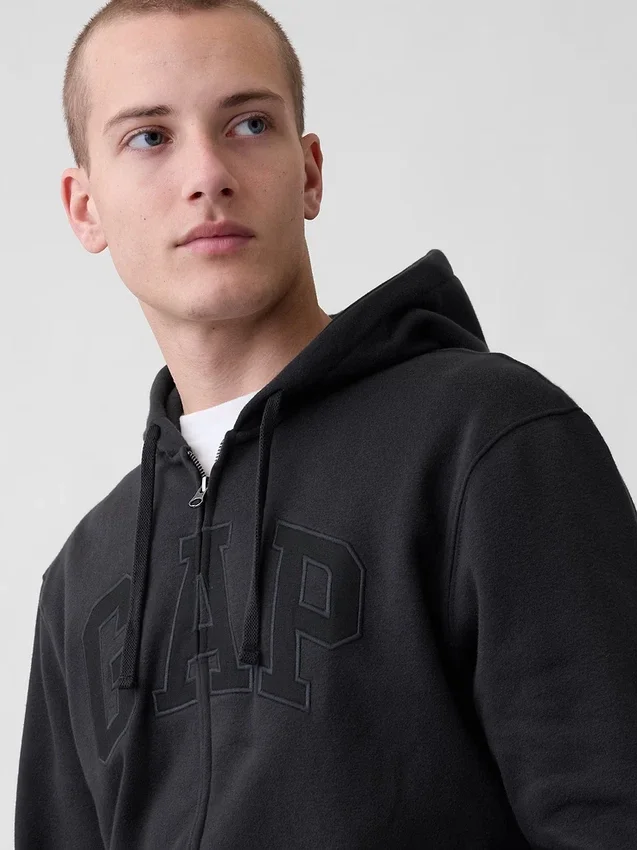 Sudadera con capucha y cremallera para adultos Vintagesoft Arch Logo