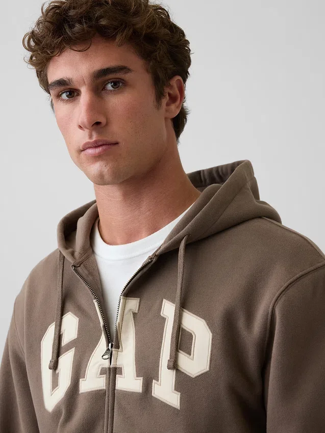 Sudadera con capucha y cremallera para adultos Vintagesoft Arch Logo