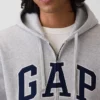 Sudadera con capucha y cremallera para adultos Vintagesoft Arch Logo
