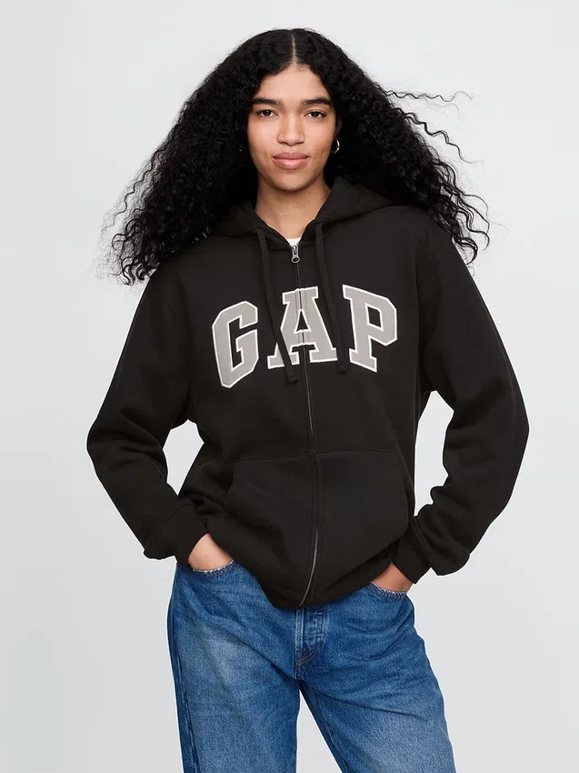 Sudadera con capucha y cremallera para adultos Vintagesoft Arch Logo