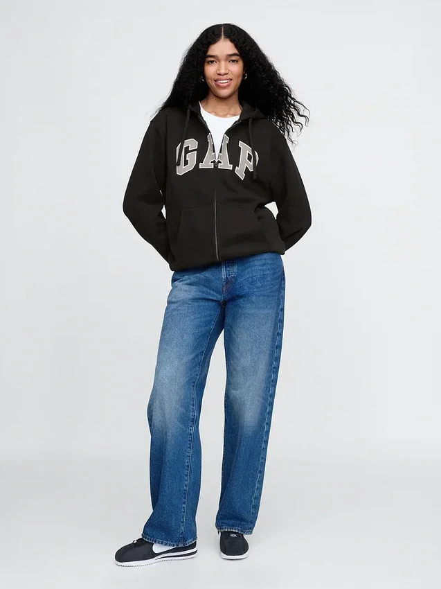 Sudadera con capucha y cremallera para adultos Vintagesoft Arch Logo