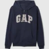 Sudadera con capucha y cremallera para adultos Vintagesoft Arch Logo