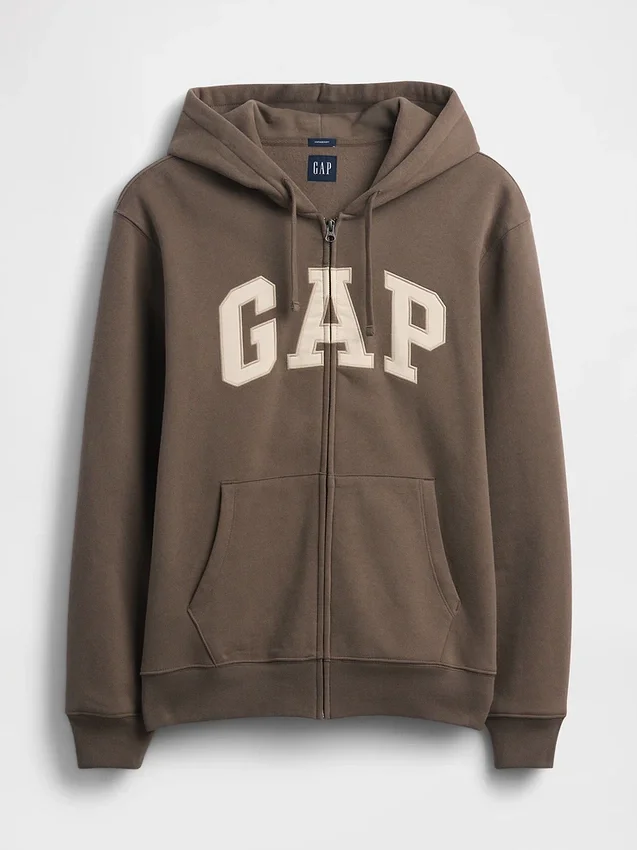 Sudadera con capucha y cremallera para adultos Vintagesoft Arch Logo