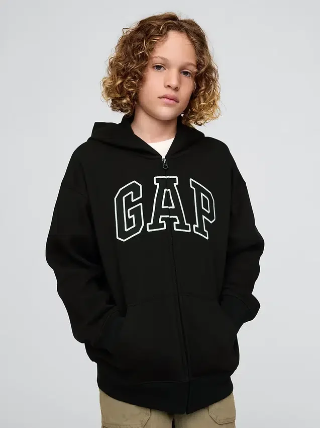 Sudadera con capucha y cremallera para niños con logotipo Vintagesoft