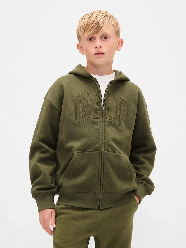 Sudadera con capucha y cremallera para niños con logotipo Vintagesoft