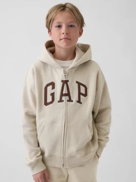 Sudadera con capucha y cremallera para niños con logotipo Vintagesoft