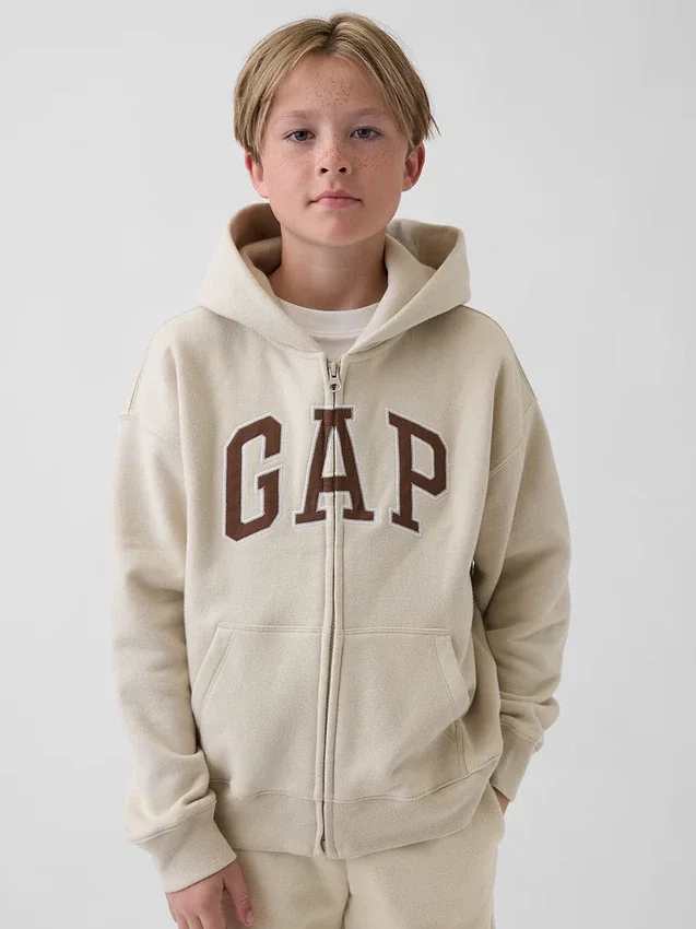 Sudadera con capucha y cremallera para niños con logotipo Vintagesoft