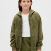Sudadera con capucha y cremallera para niños con logotipo Vintagesoft