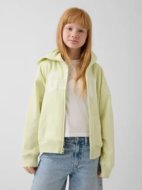 Sudadera con capucha y cremallera para niños con logotipo Vintagesoft