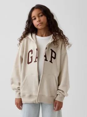Sudadera con capucha y cremallera para niños con logotipo Vintagesoft