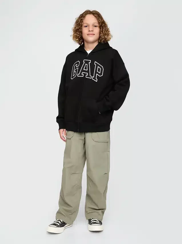 Sudadera con capucha y cremallera para niños con logotipo Vintagesoft