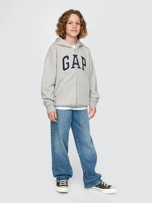 Sudadera con capucha y cremallera para niños con logotipo Vintagesoft