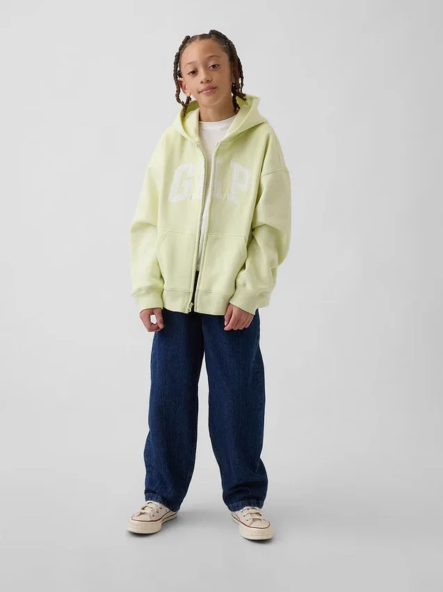 Sudadera con capucha y cremallera para niños con logotipo Vintagesoft