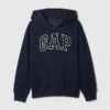 Sudadera con capucha y cremallera para niños con logotipo Vintagesoft