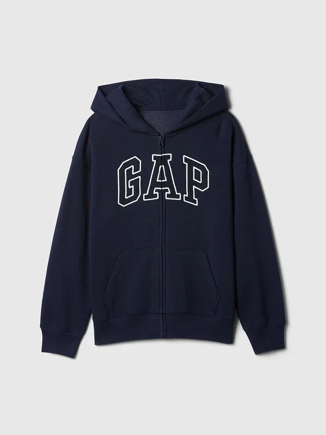 Sudadera con capucha y cremallera para niños con logotipo Vintagesoft