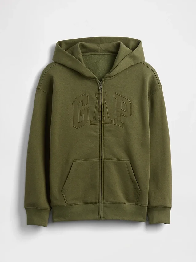 Sudadera con capucha y cremallera para niños con logotipo Vintagesoft