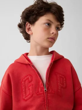 Sudadera con capucha y cremallera para niños Vintagesoft Relaxed Logo