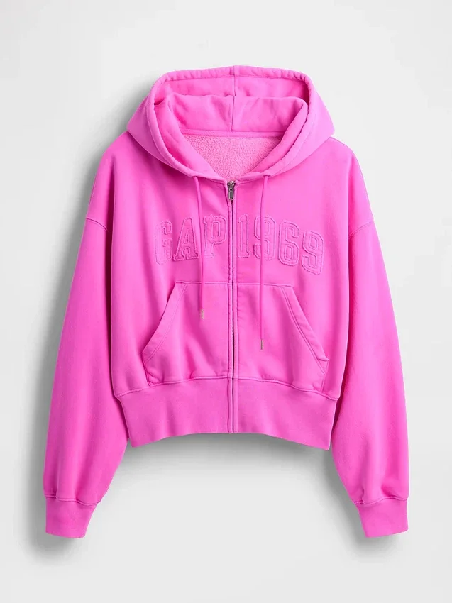 Sudadera con capucha y cremallera Vintagesoft con el logotipo de 1969