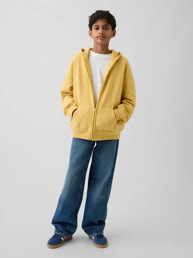 Sudadera con capucha y cremallera Vintagesoft para niños