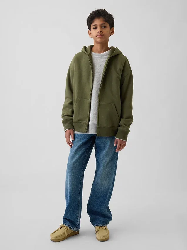 Sudadera con capucha y cremallera Vintagesoft para niños