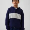Sudadera con capucha y cuello Henley de corte holgado para niños Vintagesoft